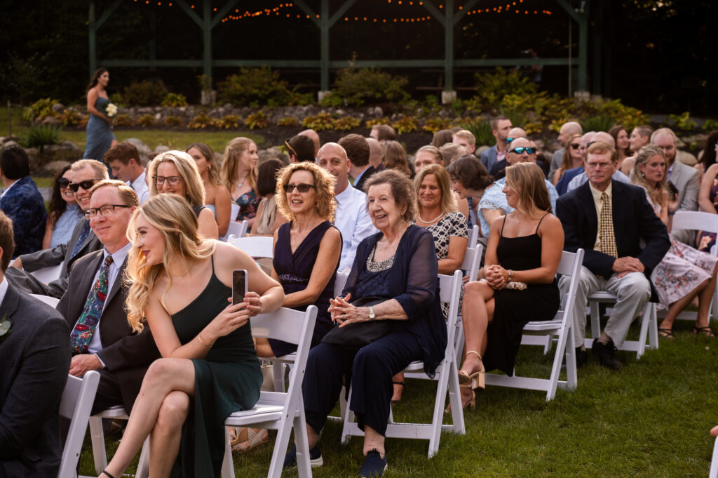 Guests sharing a laugh before the ceremony.