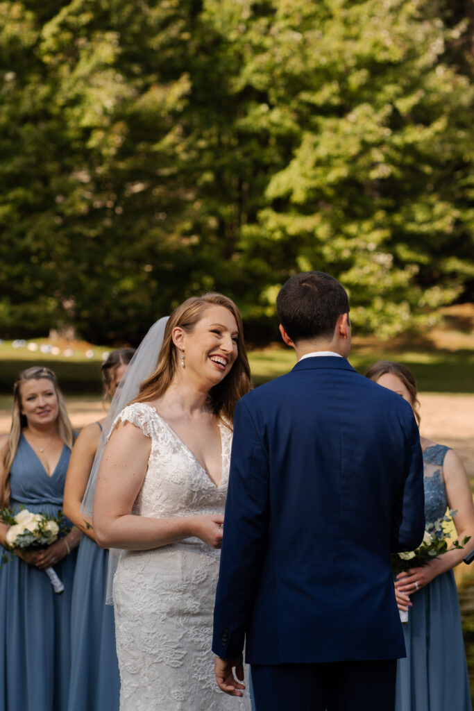 Leah laughing during the ceremony.