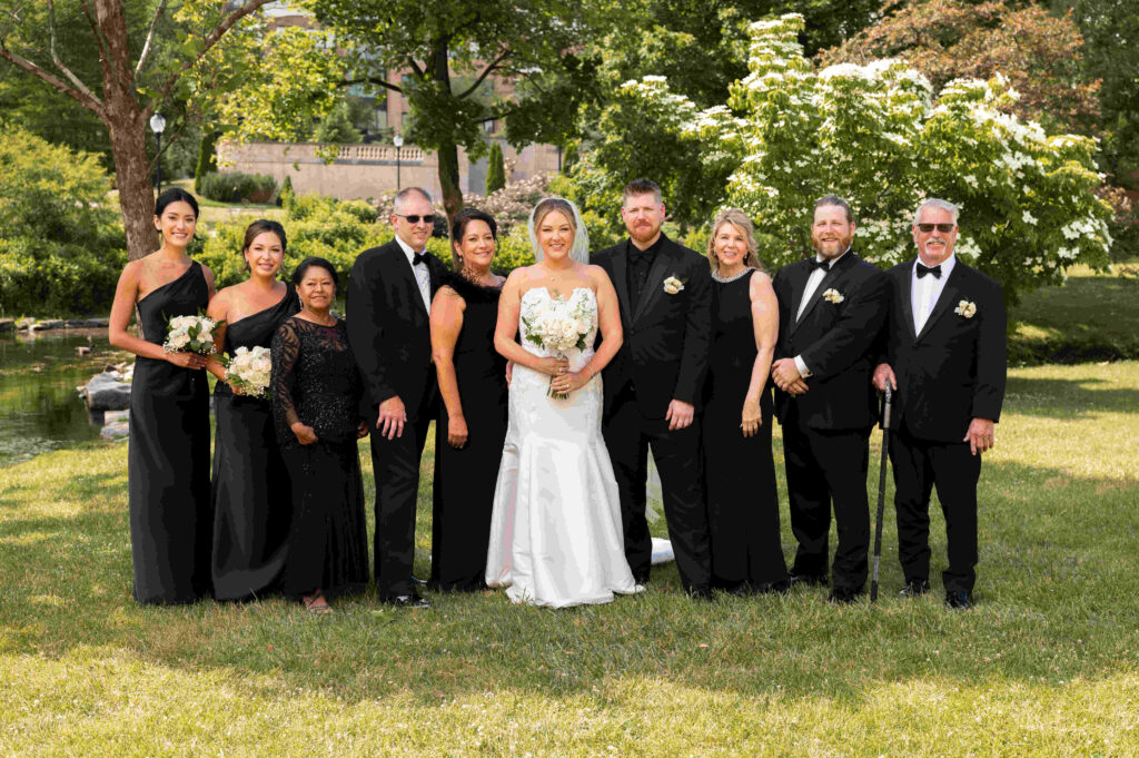 One of many family photos taken in Congress Park before a wedding at the Canfield Casino in Saratoga Springs, New York.