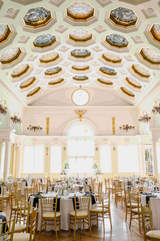 An empty ballroom at the Canfield Casino before a wedding in Saratoga Springs, New York.