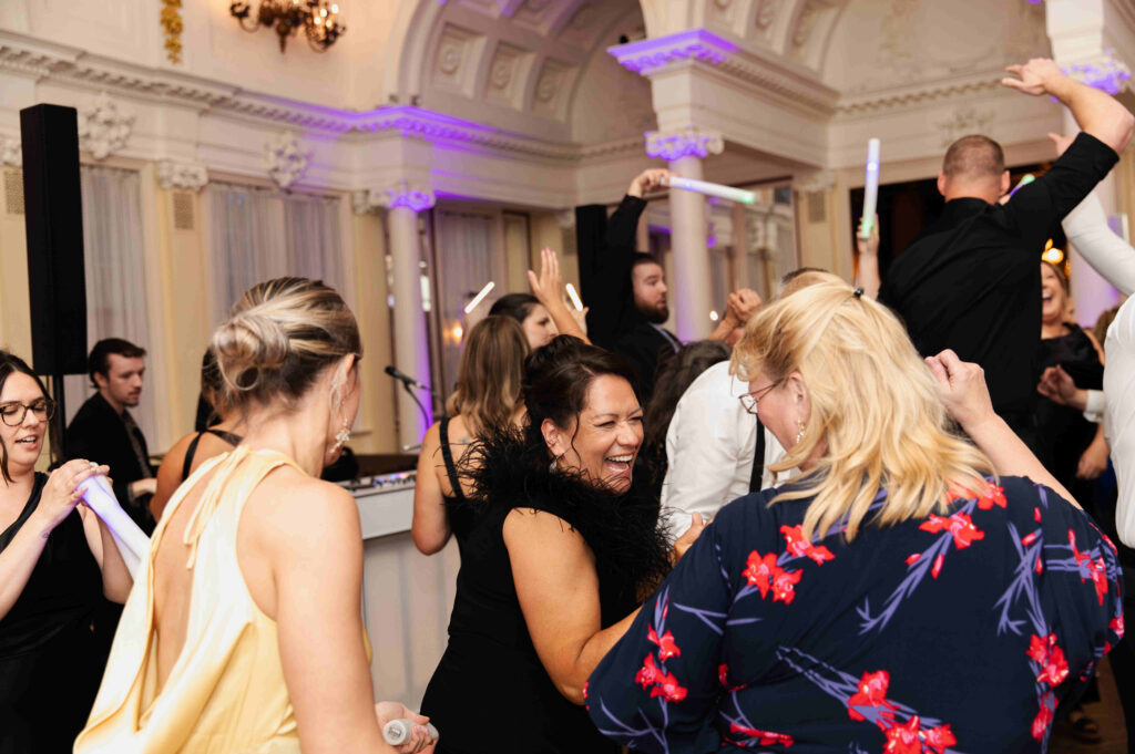 Guests dancing at a Canfield Casino wedding in Saratoga Springs, New York.