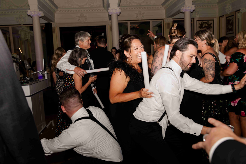 Guests dancing at a Canfield Casino wedding in Saratoga Springs, New York.